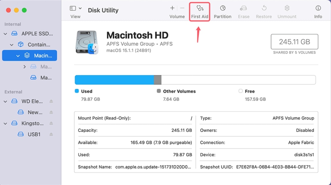 Mac 디스크 유틸리티 First Aid로 USB SD카드 복구하기