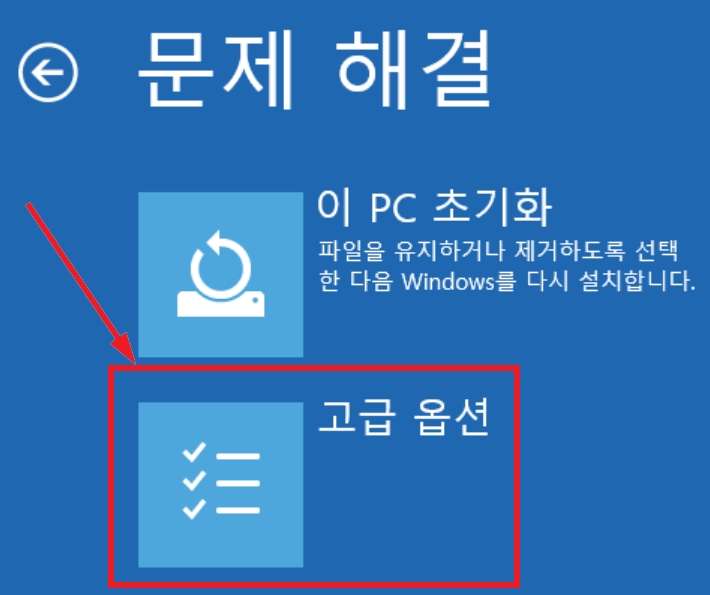 Windows 10 고급 부팅 옵션