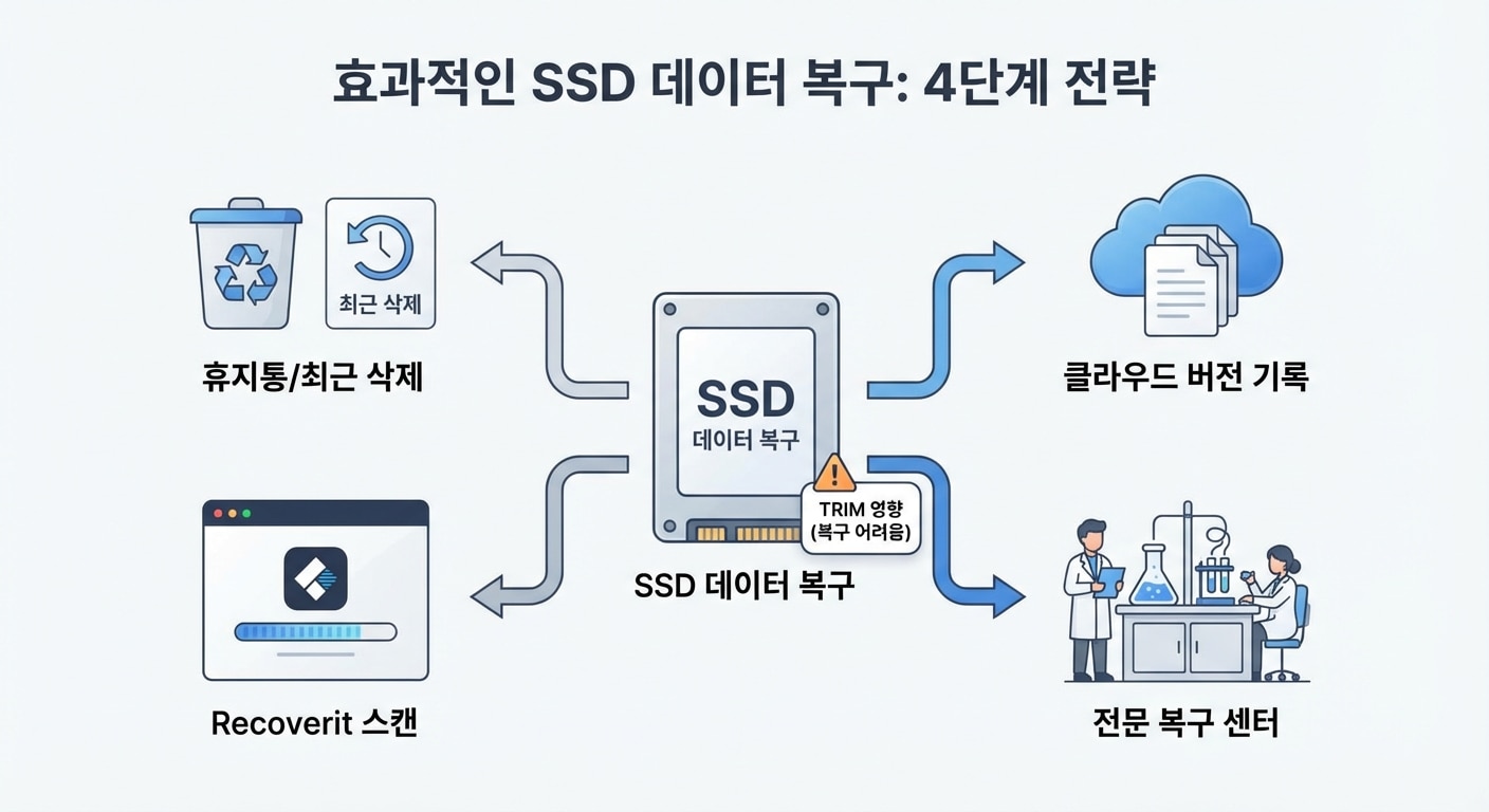 SSD data recovery steps after TRIM impact infographic
