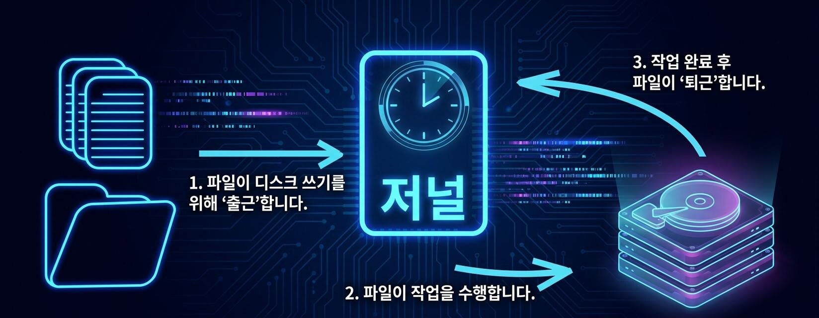 JFS 파일 시스템이 변경 내용을 저널에 기록하는 구조