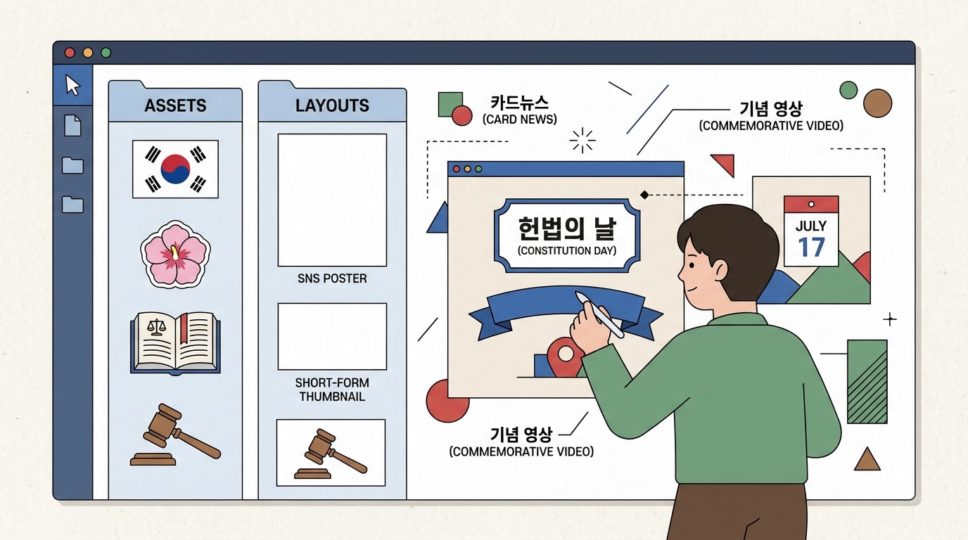 제헌절 카드뉴스와 영상 제작을 위한 크리에이티브 에셋 이미지