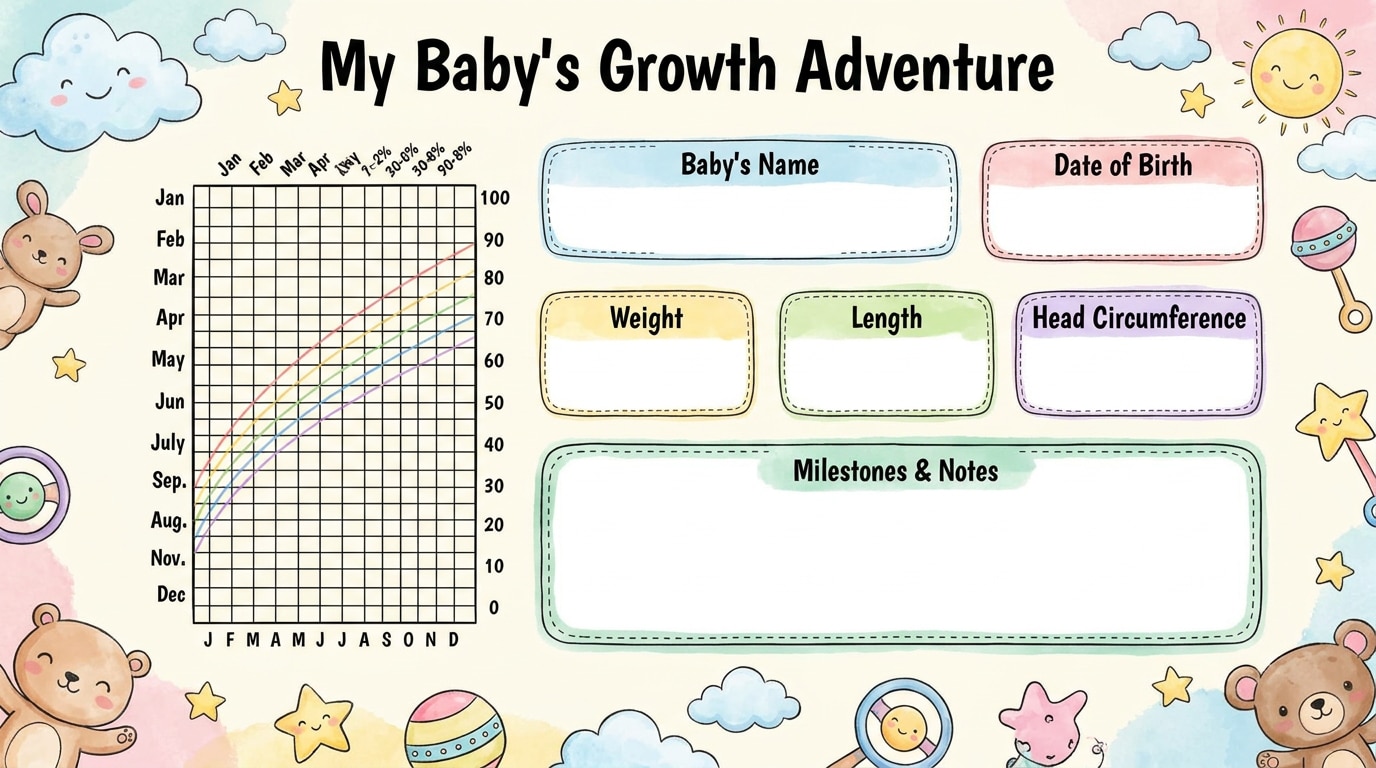 Creative assets for baby growth report design