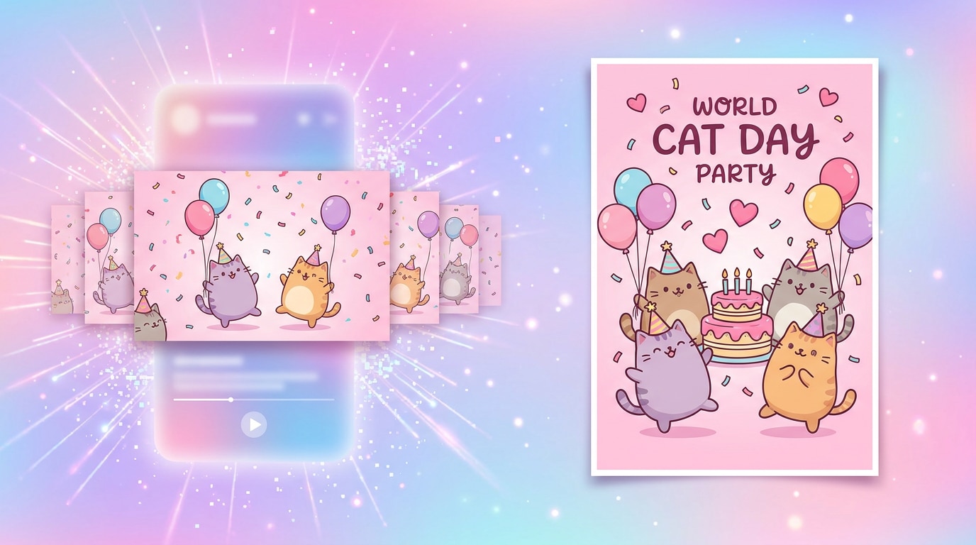AI image to video for World Cat Day poster