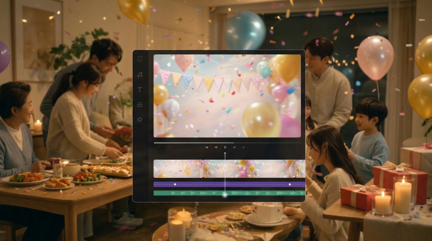 생일 현수막 이미지 동영상 변환 예시