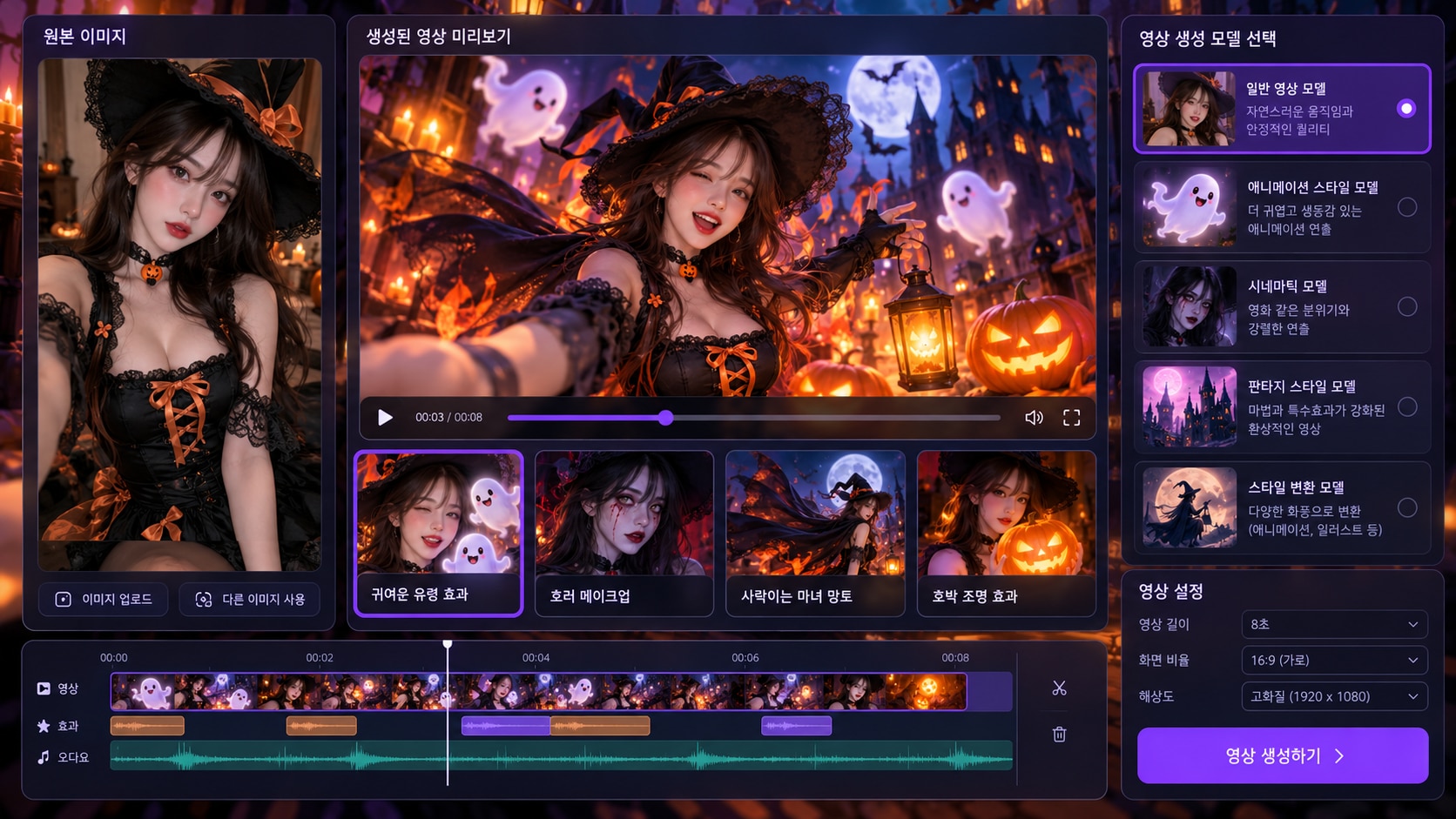 할로윈 AI 이미지 동영상 변환