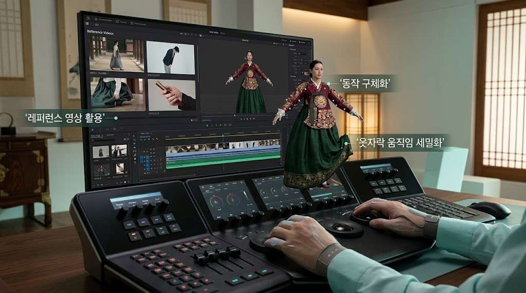 한복 영상 이미지 변환 레퍼런스 영상과 요소 편집