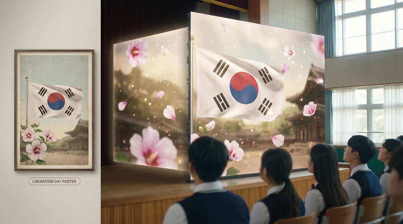 광복절 포스터 이미지 동영상 변환 예시