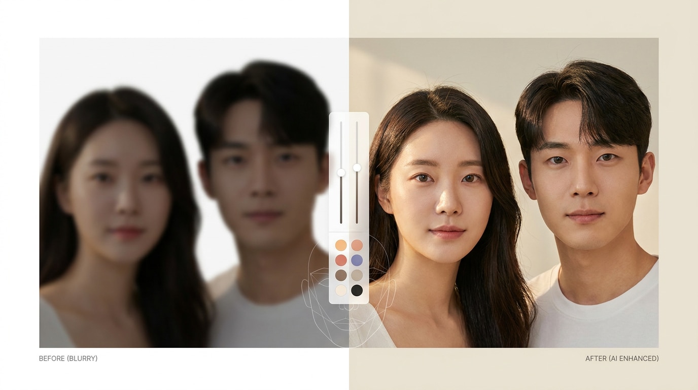 AI 헤어스타일 이미지 보정 화면