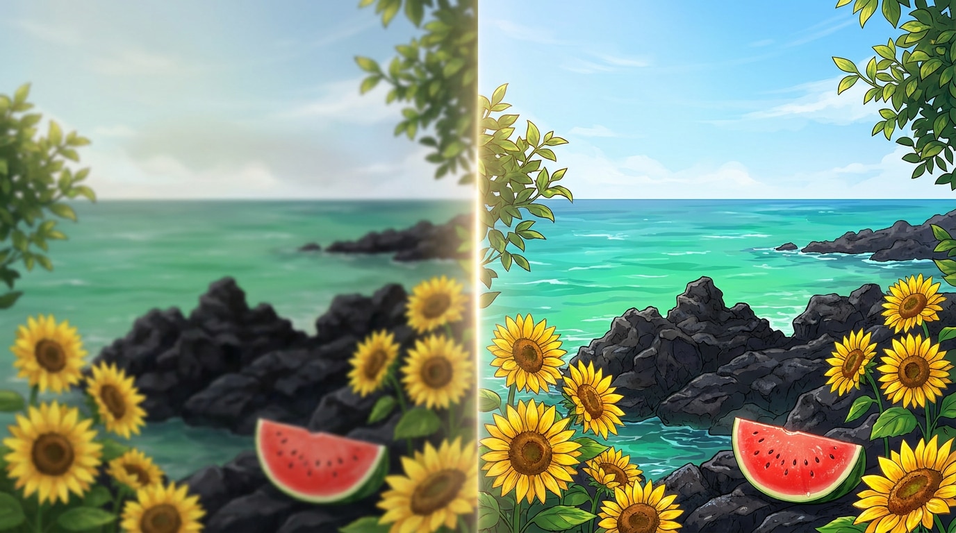 AI image enhancement for summer illustration