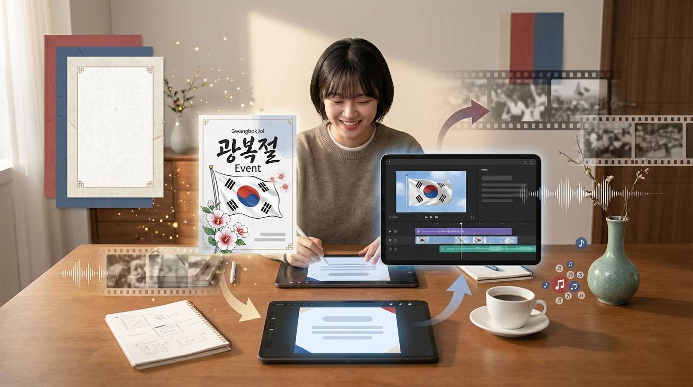 광복절 포스터 크리에이티브 에셋 활용 예시