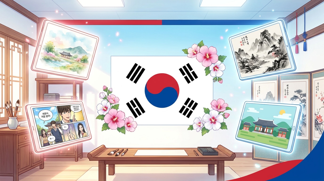 광복절 태극기와 무궁화 AI 이미지 생성