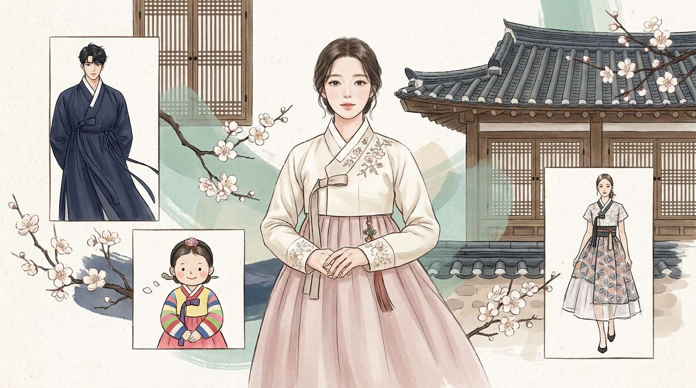 AI generated Korean hanbok illustration