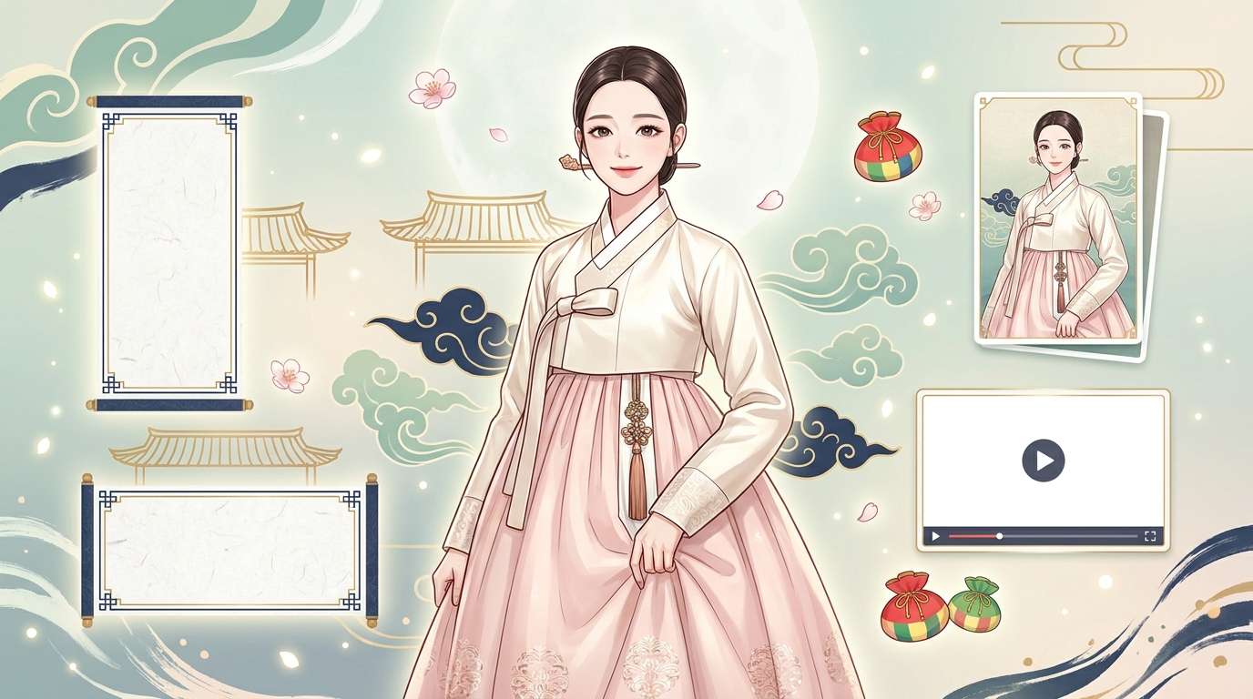 Creative assets for Korean hanbok illustration videos