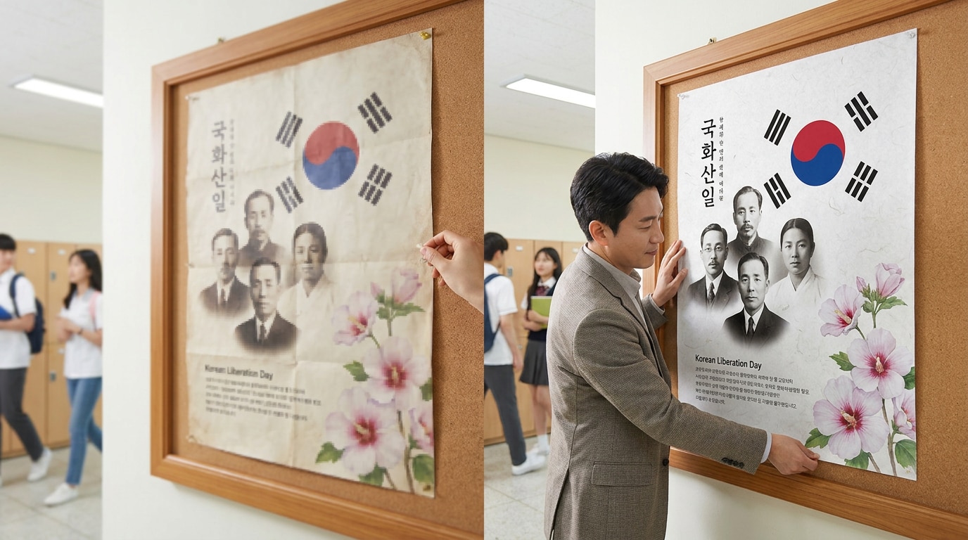 AI 광복절 포스터 이미지 보정 예시