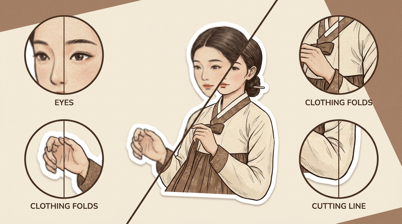 AI 인물 스티커 이미지 보정 예시