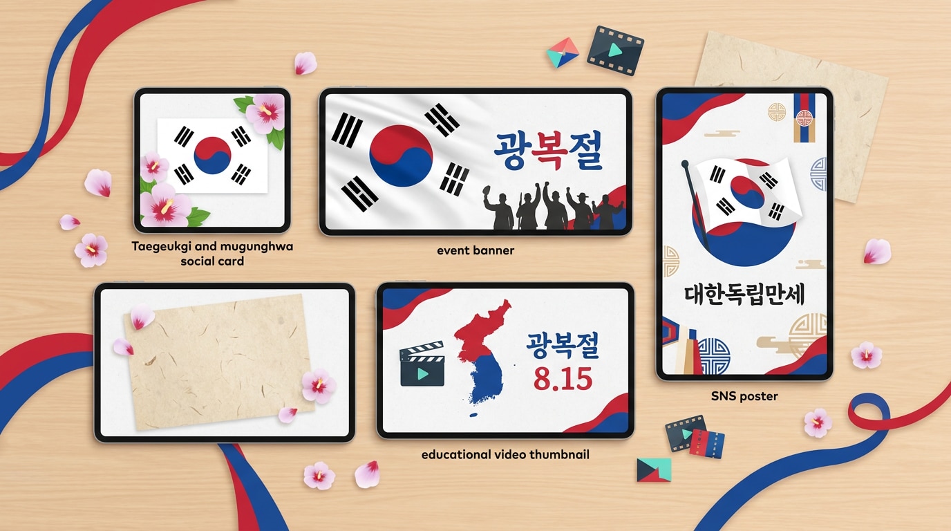광복절 카드뉴스 및 현수막 크리에이티브 에셋