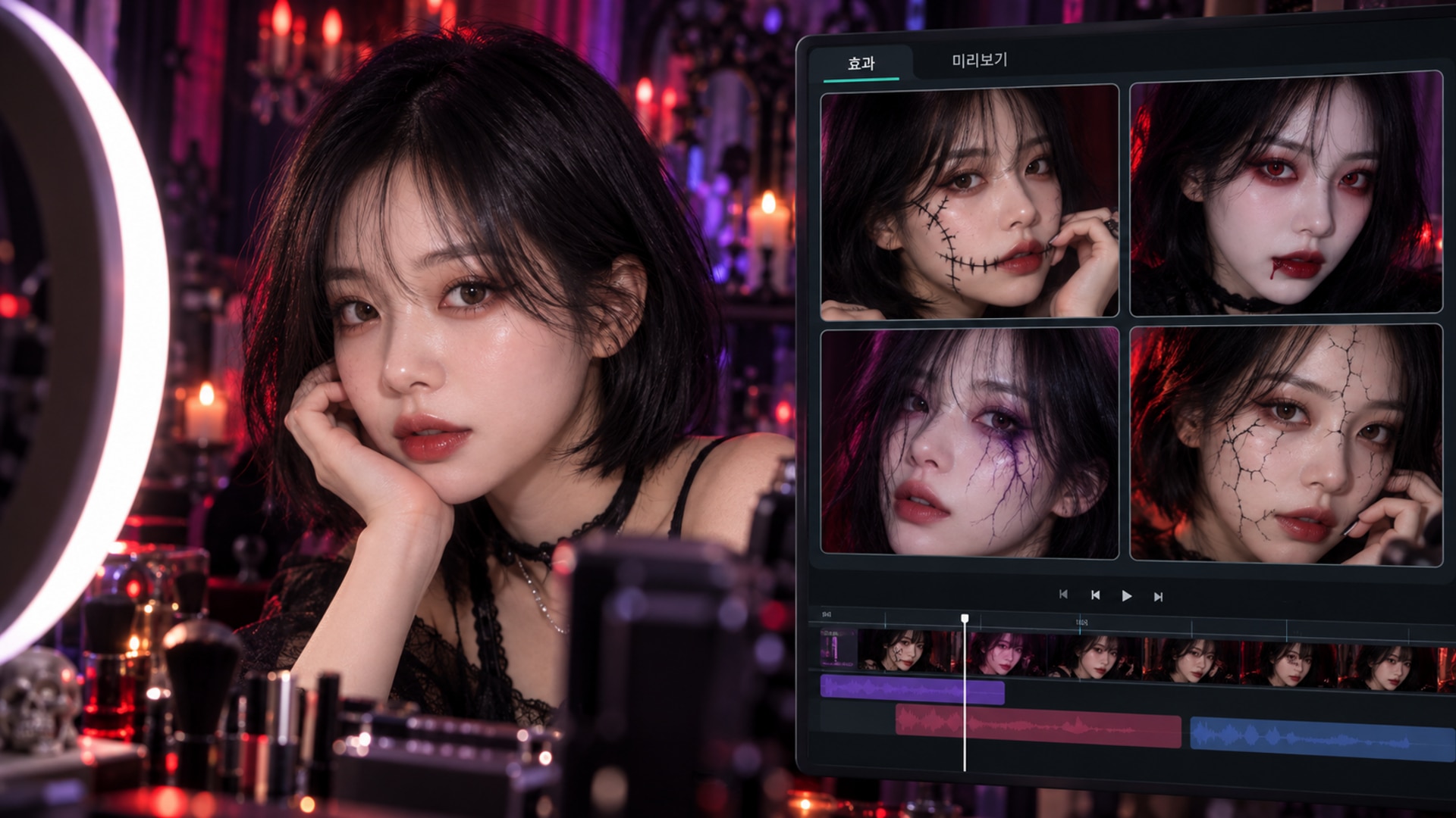 할로윈 AI 뷰티 필터 분장 콘셉트 미리보기