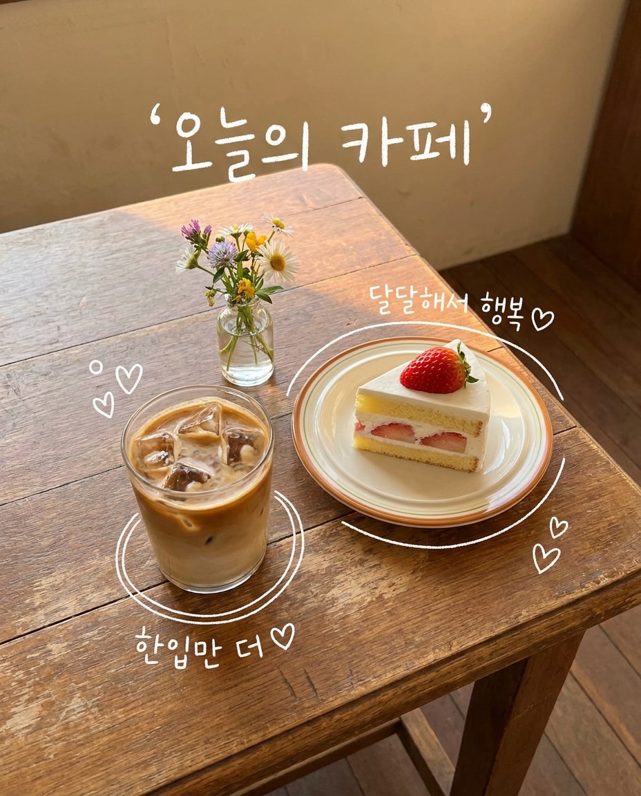 카페 사진 챗지피티 손글씨 프롬프트 예시