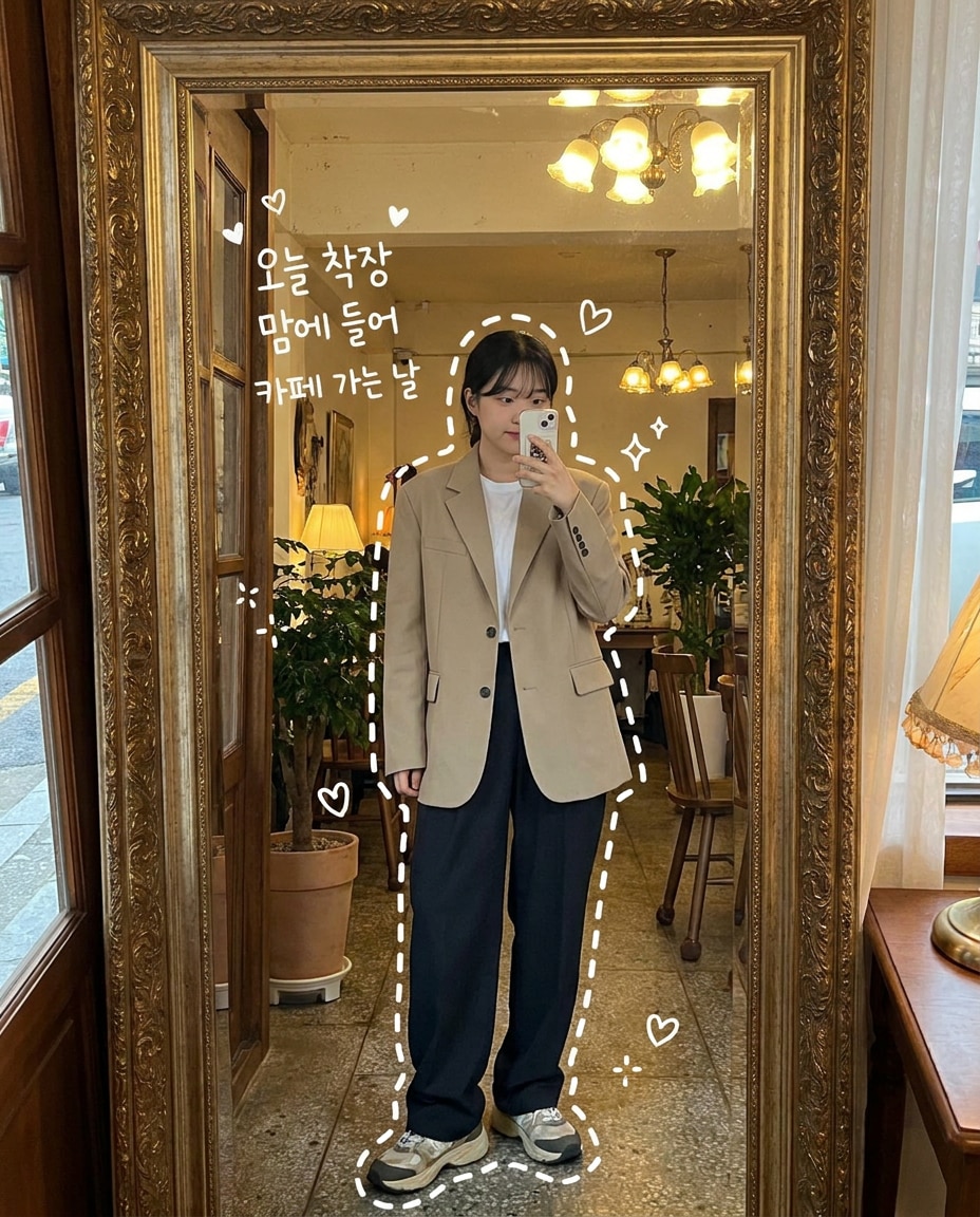 OOTD 거울 셀카 챗지피티 손글씨 프롬프트 예시