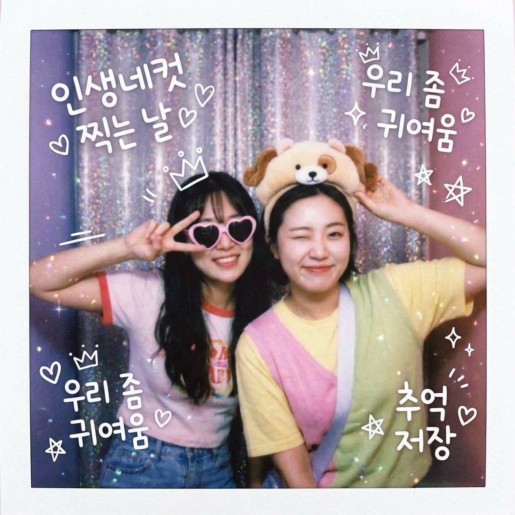 셀프 포토부스 우정 사진 챗지피티 손글씨 프롬프트 예시