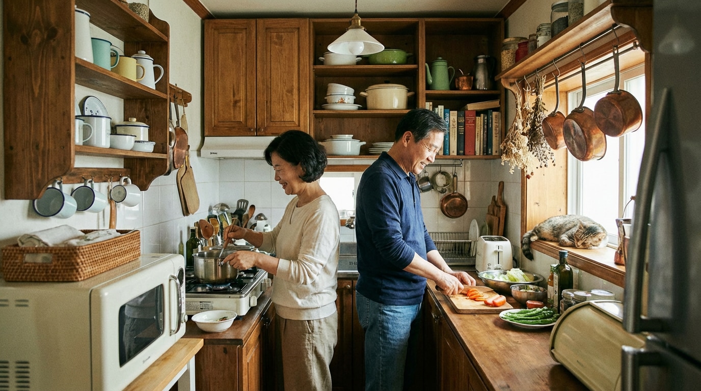 Smart AI color correction for kitchen interior photos