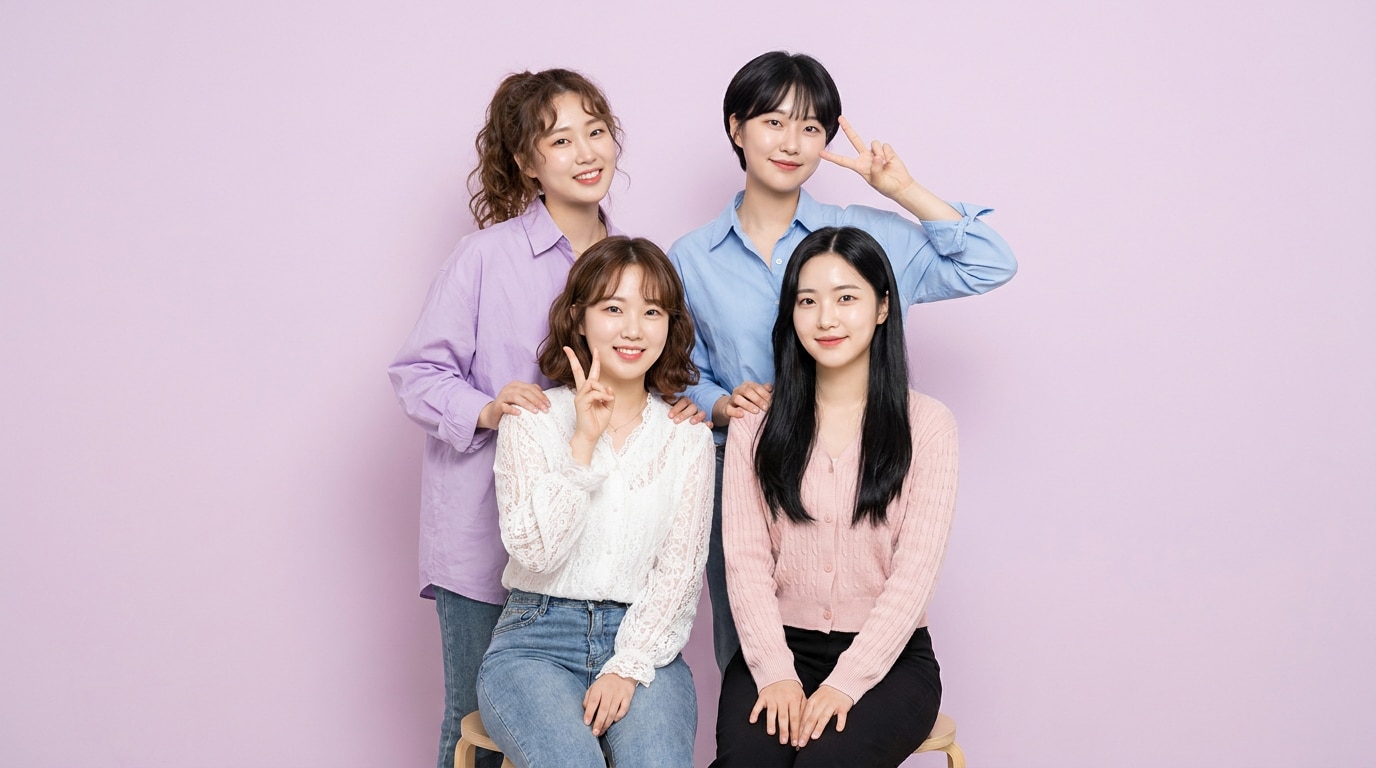 필모라 AI 이미지 생성으로 만든 한국인 친구 4명의 우정 프로필