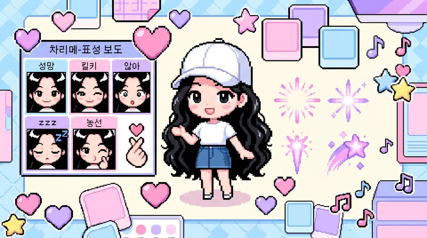 픽셀 캐릭터 콘텐츠용 크리에이티브 에셋 활용 장면
