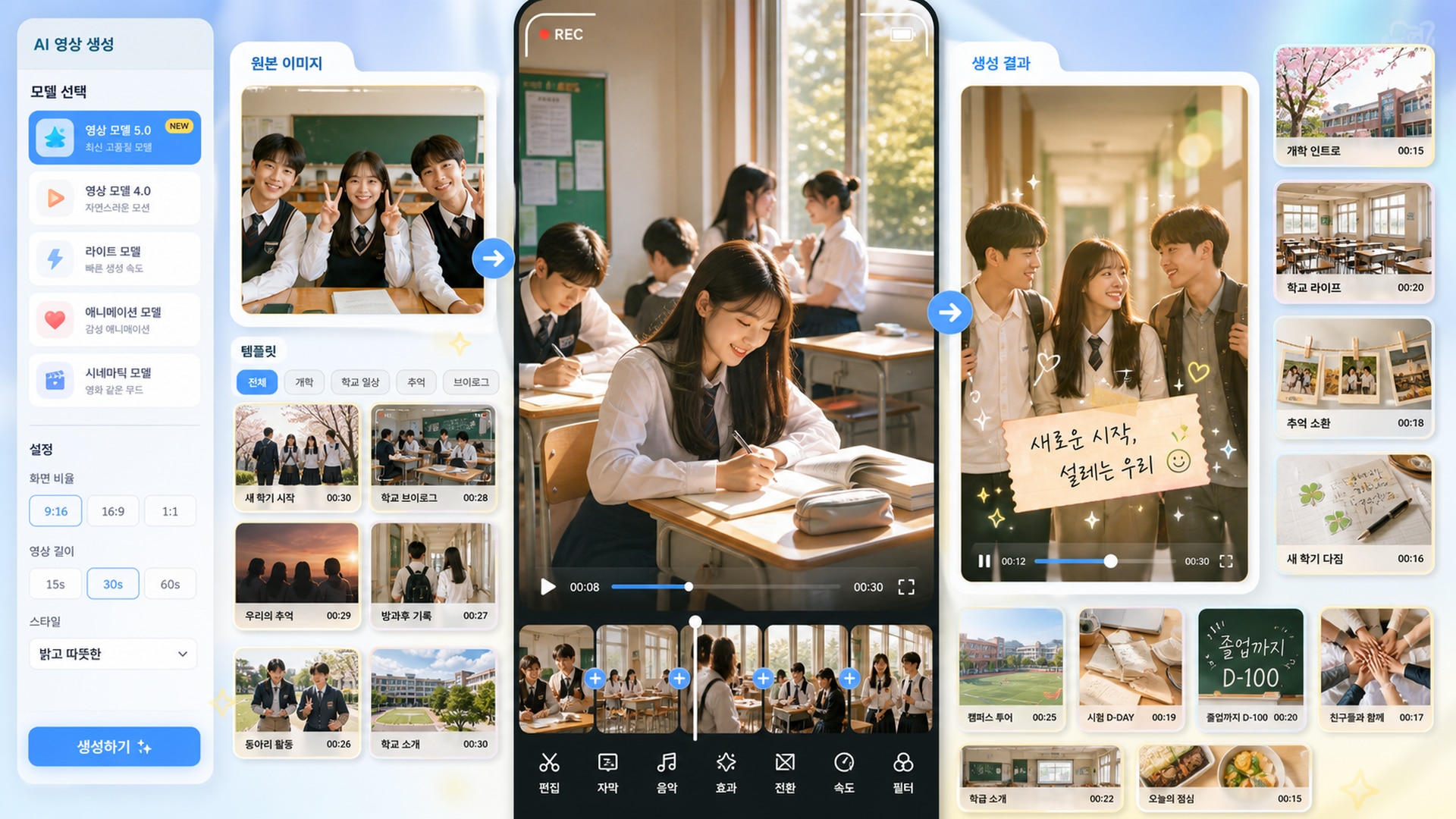 AI 학교 영상 템플릿과 이미지 동영상 변환