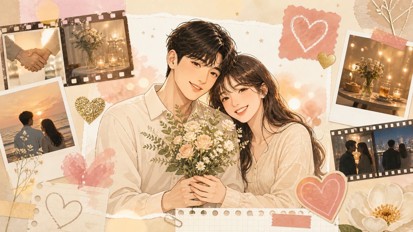 Creative assets for couple illustration and video