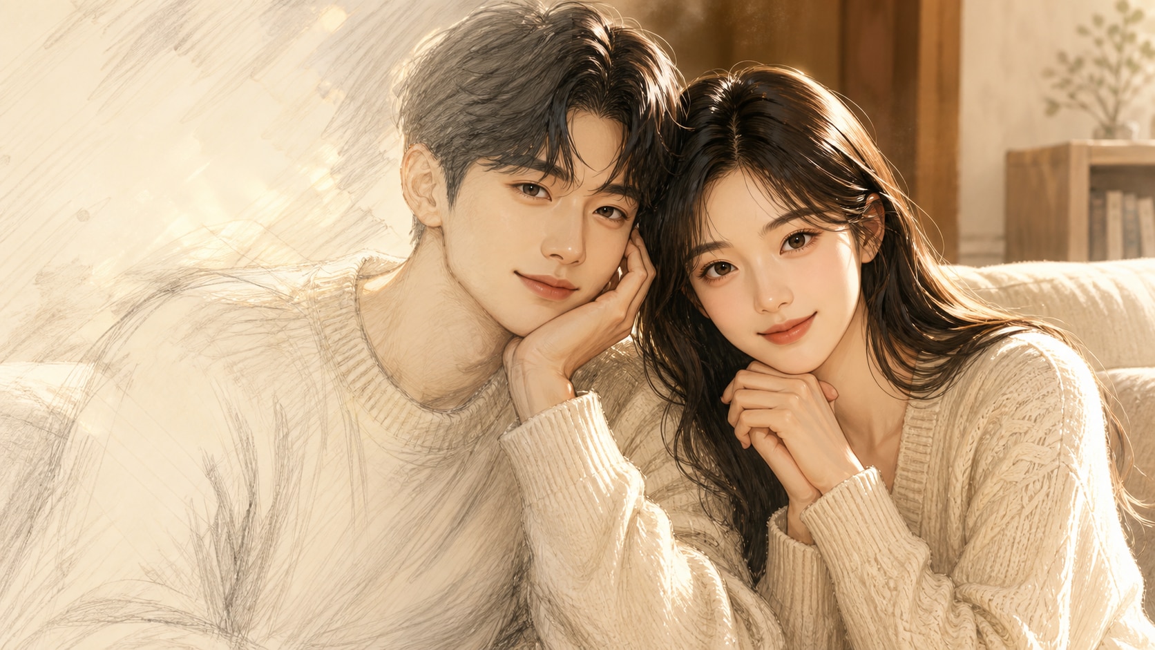 AI image enhancement for couple illustration