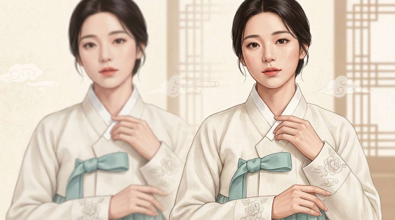 AI enhancement for Korean hanbok illustration
