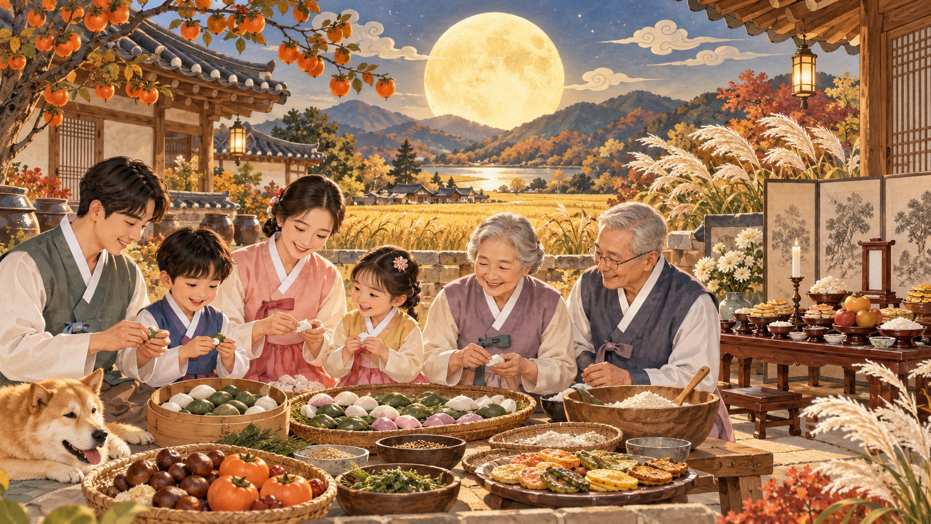 한국 추석 풍습 AI 이미지 생성