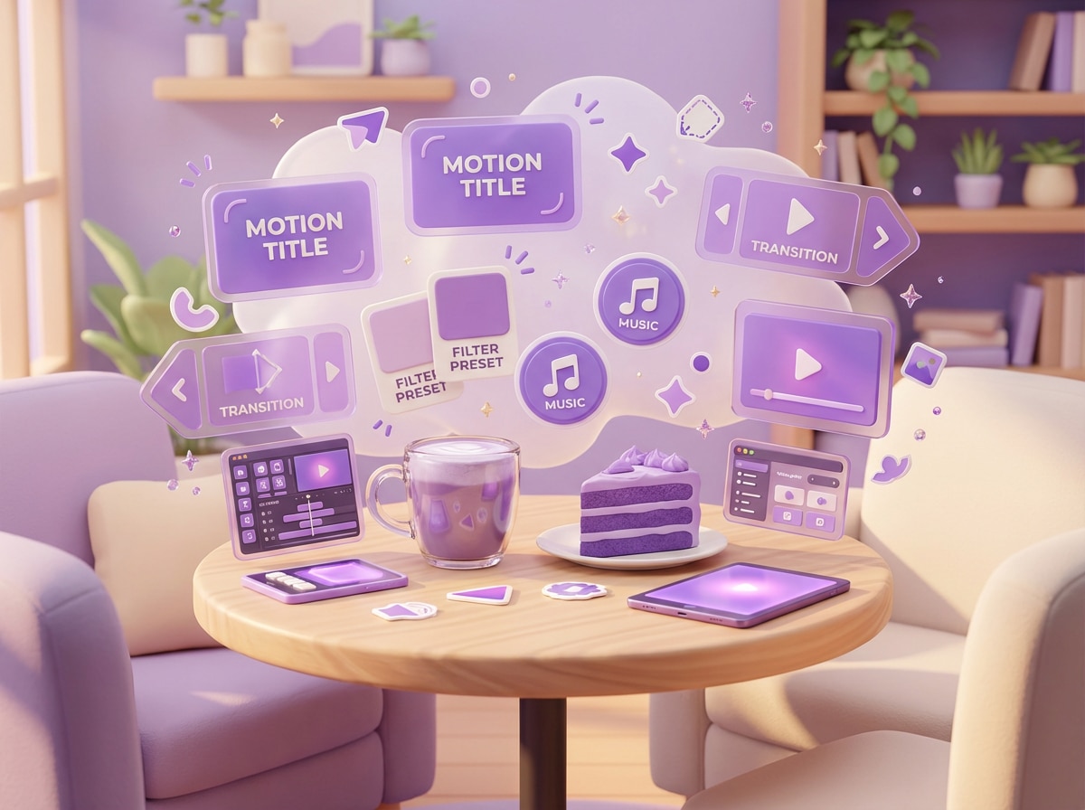 Creative assets for ube cafe menu videos