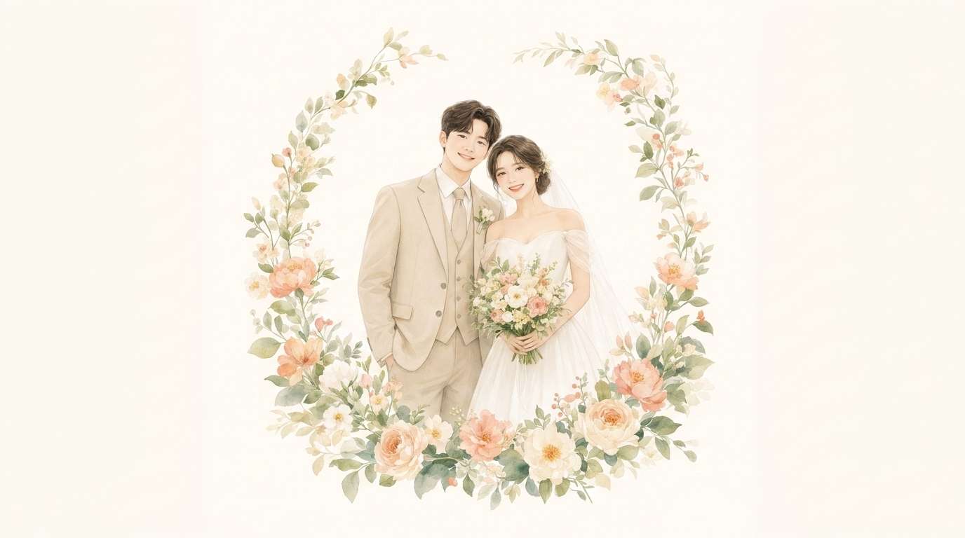 AI 결혼 일러스트 생성 예시