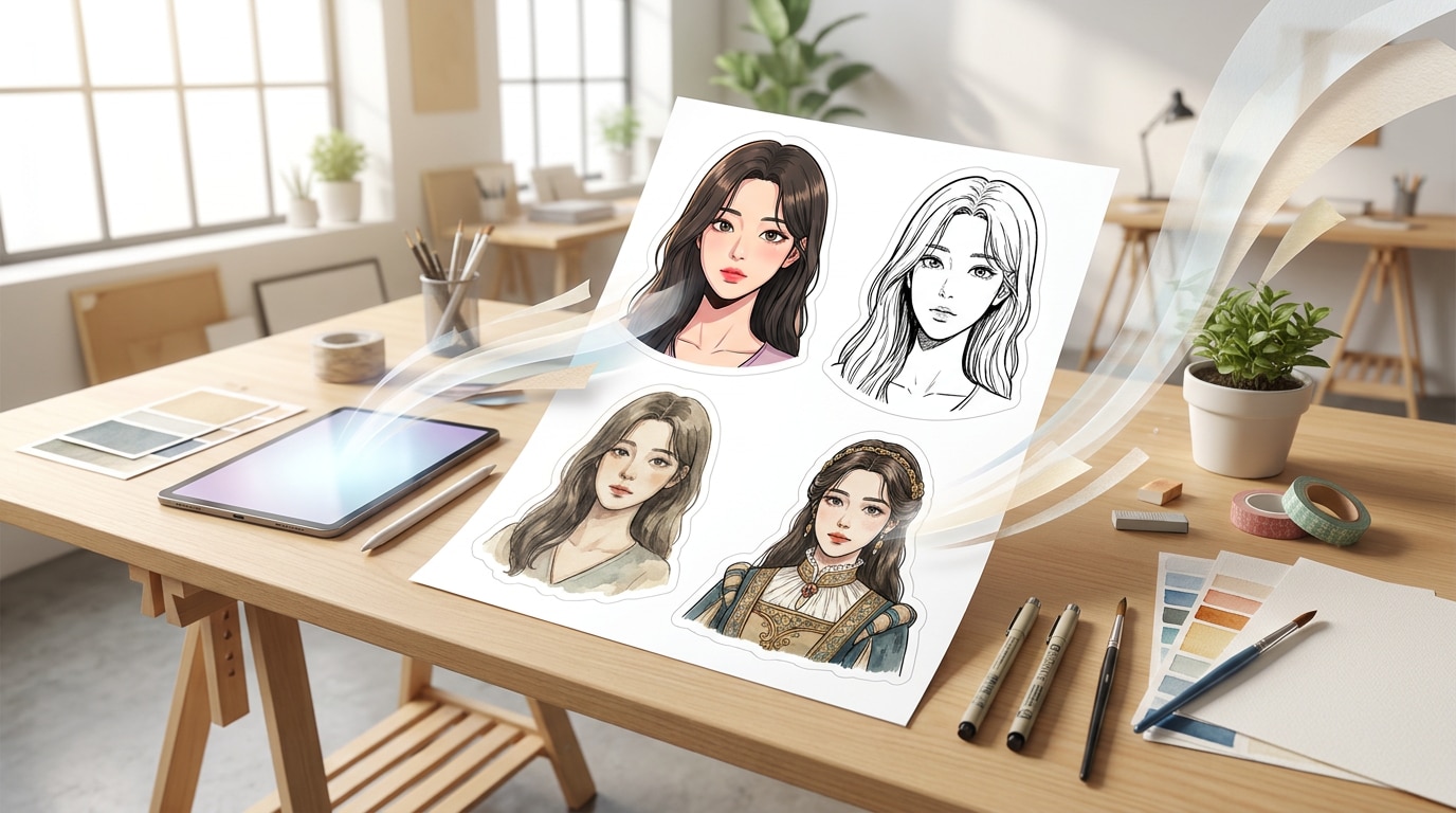 AI 인물 스티커 이미지 생성 예시