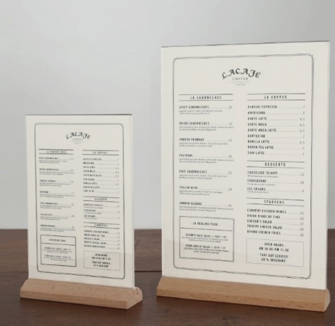 메뉴판 사이즈 비교