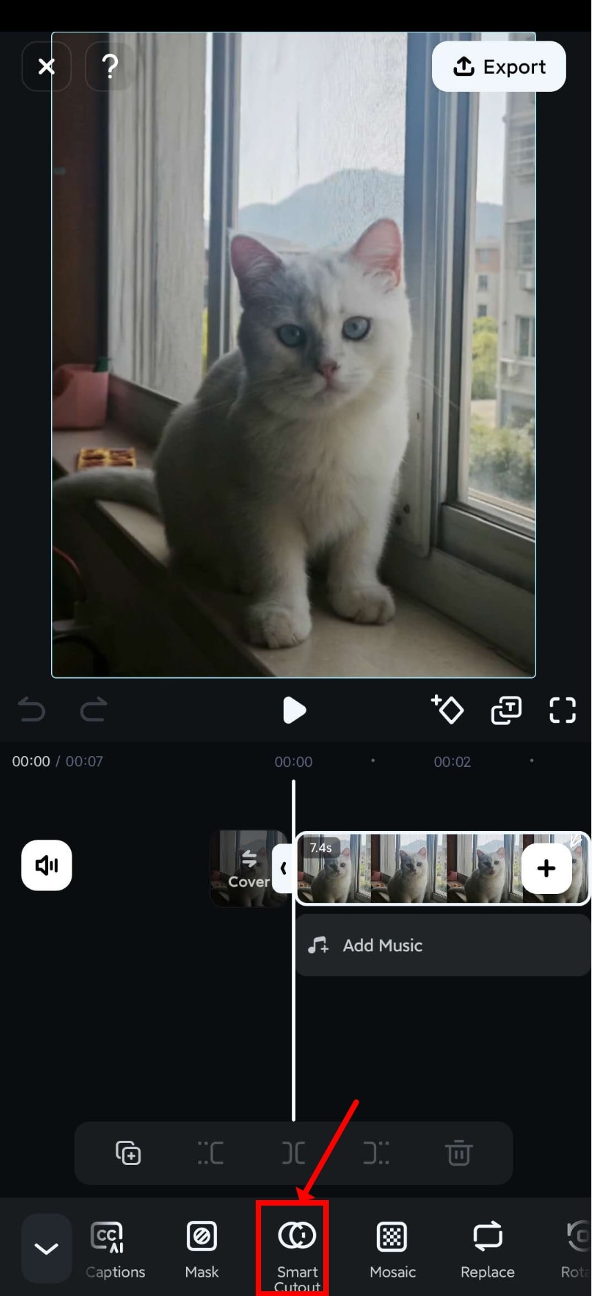 Filmora 앱 스마트 컷아웃