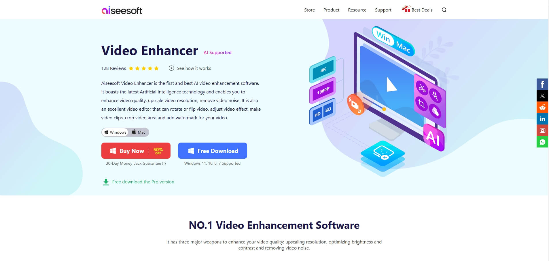 04 저화질 동영상 화질 개선 사이트 - aiseesoft Video Enhancer