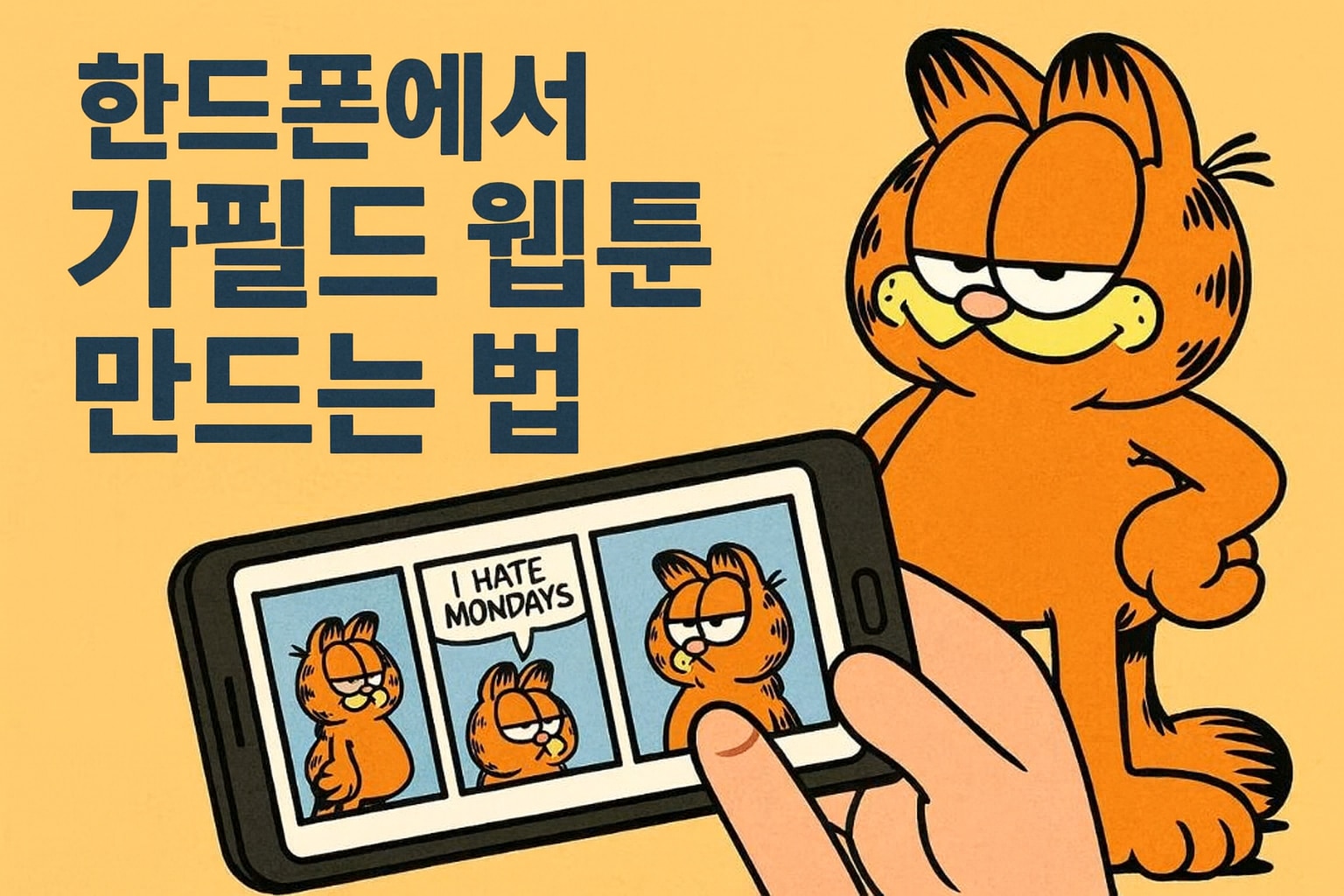 핸드폰으로 가필드 만화 스트립 만들기