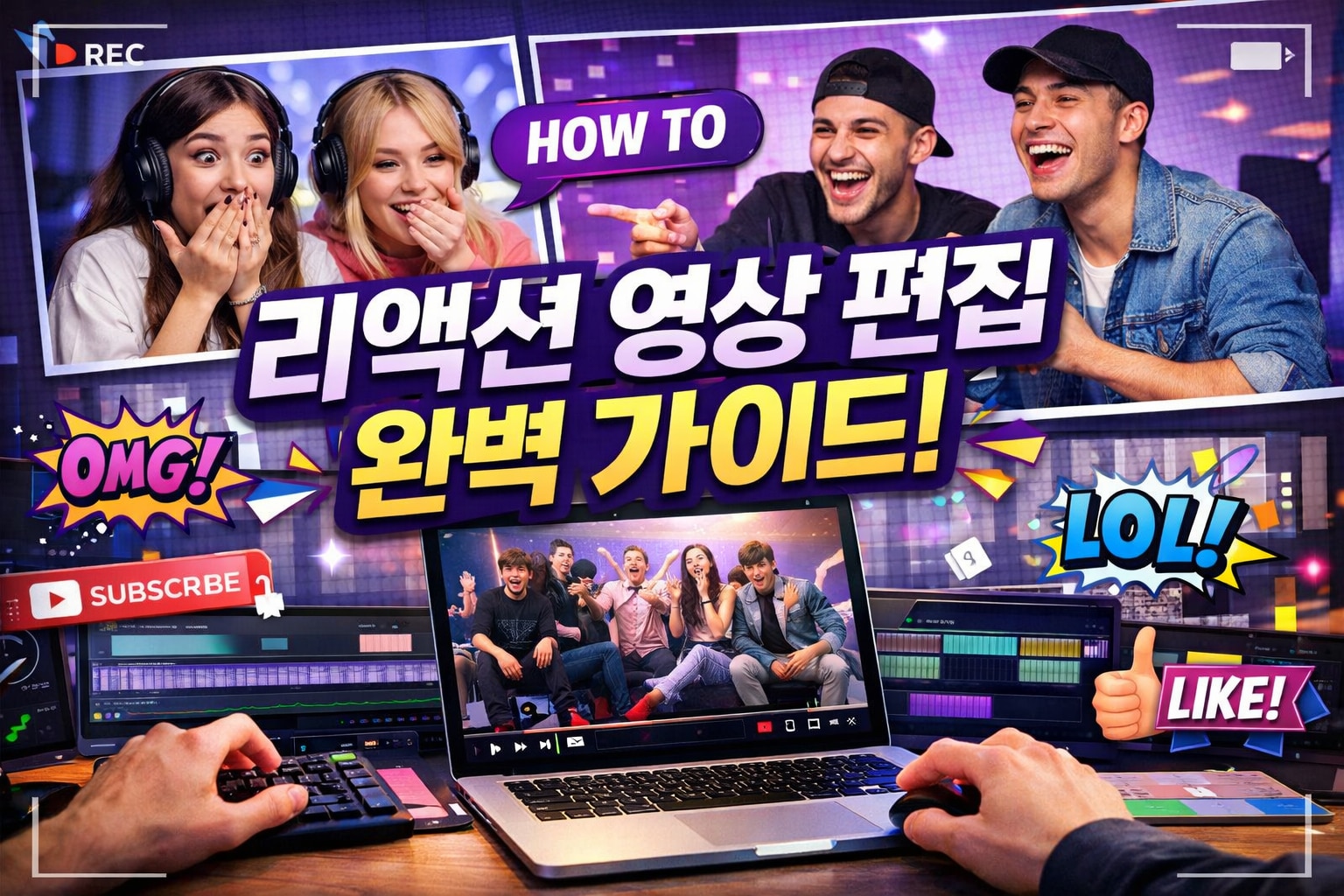 reaction video editing setup