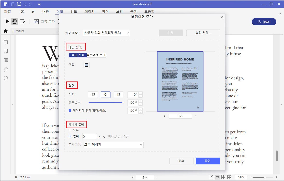 background settings