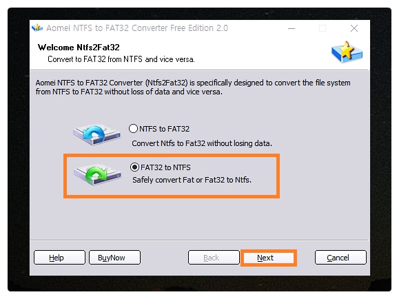 Aomei NTFS to FAT32 Converter